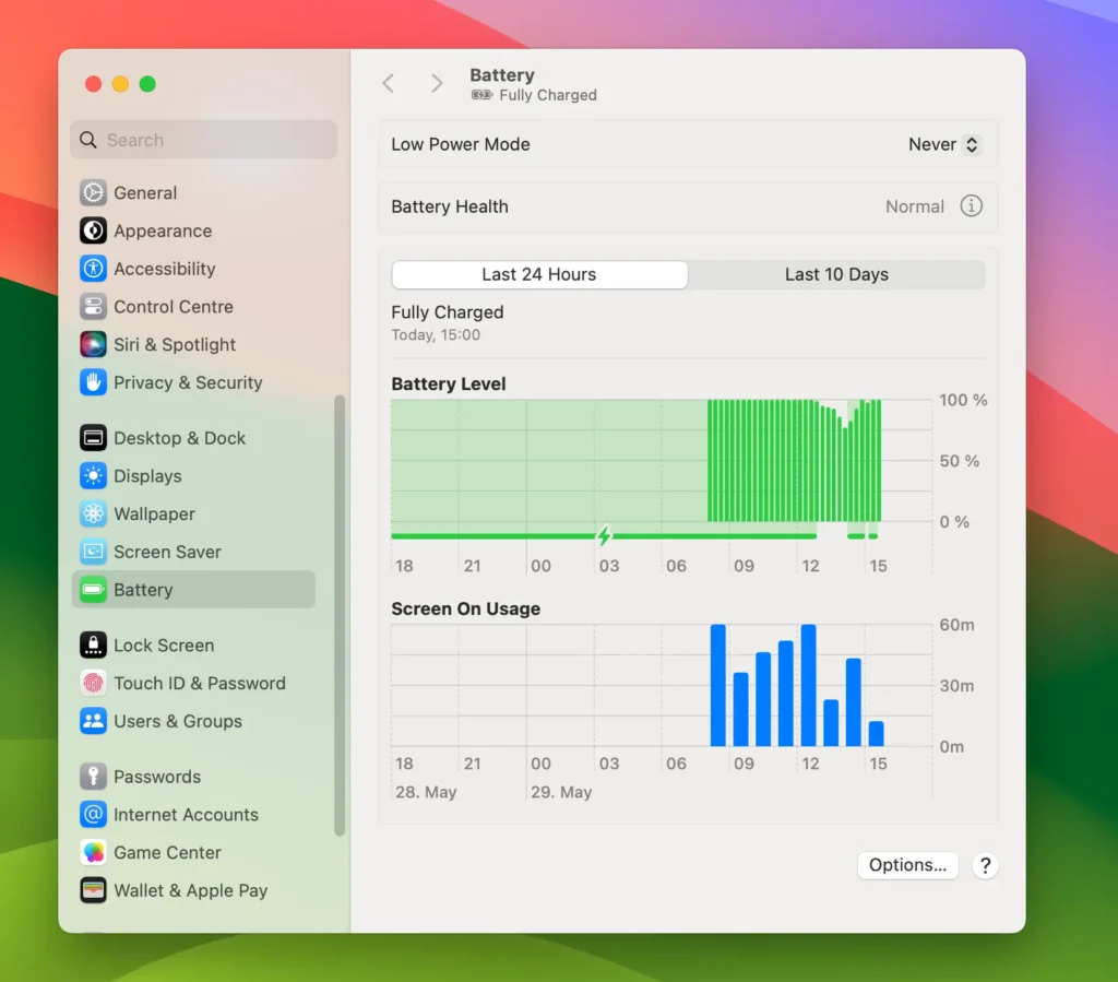 بررسی سلامت باتری در مک (macOS)
