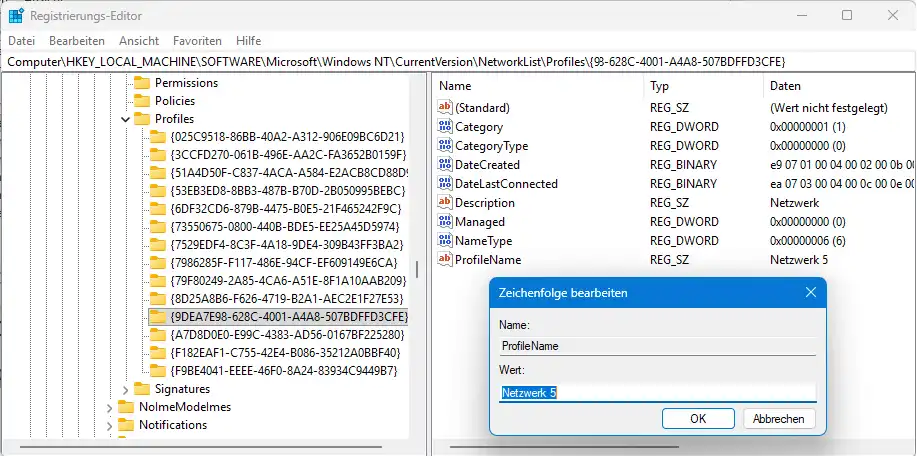 تغییر نام شبکه با استفاده از ویرایشگر رجیستری (Registry Editor)